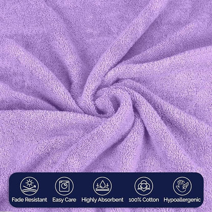 Elegant Comfort Premium Turkish Cotton 6 Pack Washcloths Set - 13 x 13 inch, Luxurious Hotel Spa Quality 100% Turkish Cotton 6PC Washcloth Set - Highly Absorbent - Soft Bathroom Towels, Lilac