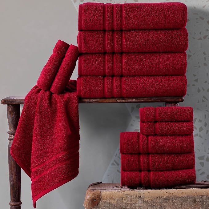 Hawmam Linen Red Bath Towels 4 Pack Soft and Absorbent, Premium Quality Perfect for Daily Use 100% Cotton Towel 600 GSM