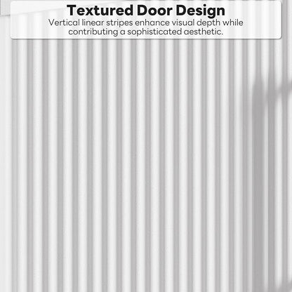 LIKIMIO 30" Bathroom Vanity with Sink, Freestanding Bathroom Vanity with 2 Soft-Close Doors, Engineered Stone Countertop with Undermount Ceramic Sink, Modern Stripe Design, Easy Assembly, White