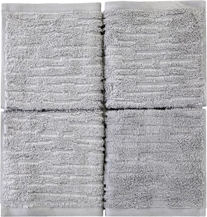 SKL Home CloudSoft Washcloth Set, 4-Piece, 100% Cotton Luxury, Gray | Premium spa-level quality. 520 GSM weight. Ultra plush & absorbent.