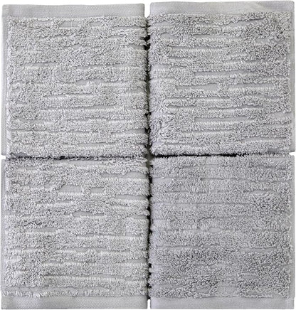 SKL Home CloudSoft Washcloth Set, 4-Piece, 100% Cotton Luxury, Gray | Premium spa-level quality. 520 GSM weight. Ultra plush & absorbent.