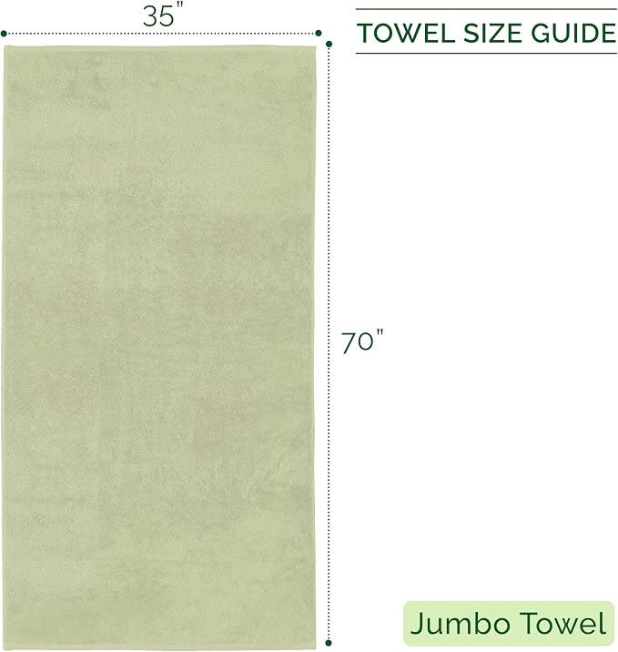 Elegant Comfort 100% Turkish Cotton Corduroy Ribbed Luxury Jumbo Bath Towel Ultra Soft - 35 x 70 Inch - Luxury Spa Premium Hotel Quality Highly Absorbent and Quick Dry Large Bath Towel, Mint Green