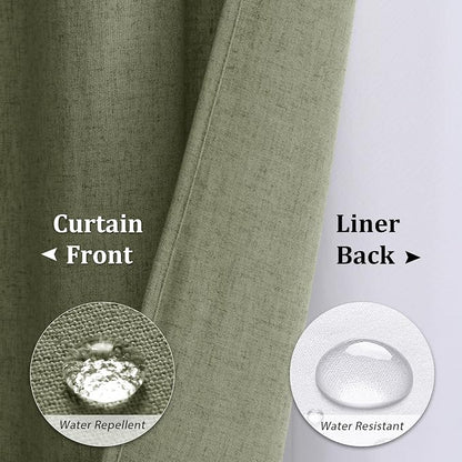 Extra Long Linen Shower Curtain 84 Inches Sage Green Double Layer | 7ft,Curtains with Hook, Snap in Liner, Water Repellent, Neutral Farmhouse, Neutral Bath Decor, 1 Panel, 72x84
