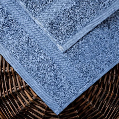 SUPERIOR Egyptian Cotton Ultra Plush & Absorbent, 10 Piece Set, Denim Blue | Quick Dry, Soft Luxury Towel Set, Bath Essentials, Guest Bath, Spa, 2 Bath, 4 Hand, 4 Face Towels, Madeline Towels