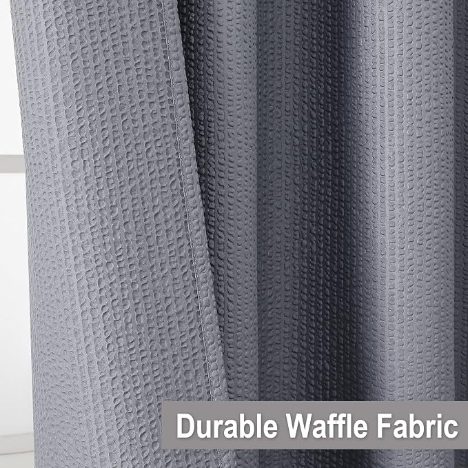 Stall Shower Curtain 48X72 inch, Embossed Textured Fabric Shower Curtain for Bathroom - Soft Cloth & Hotel Spa, Water Repellent, Machine Washable Bathroom Curtain, Grey
