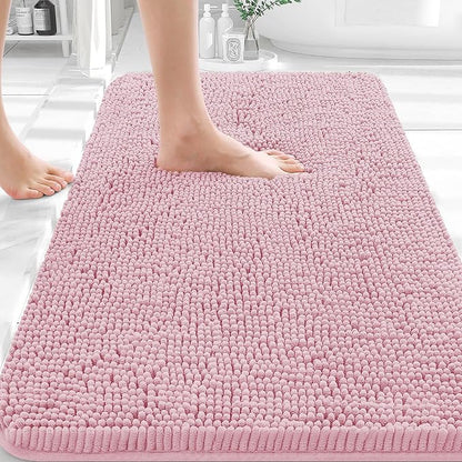 OLANLY Bathroom Rugs 35x24, Extra Soft Absorbent Chenille Bath Rugs | Dusty Rose, Quick-Drying Rubber Backing, Machine Washable Bath Mat for Bathroom Floor, Tub and Shower, Home Decor Accessories