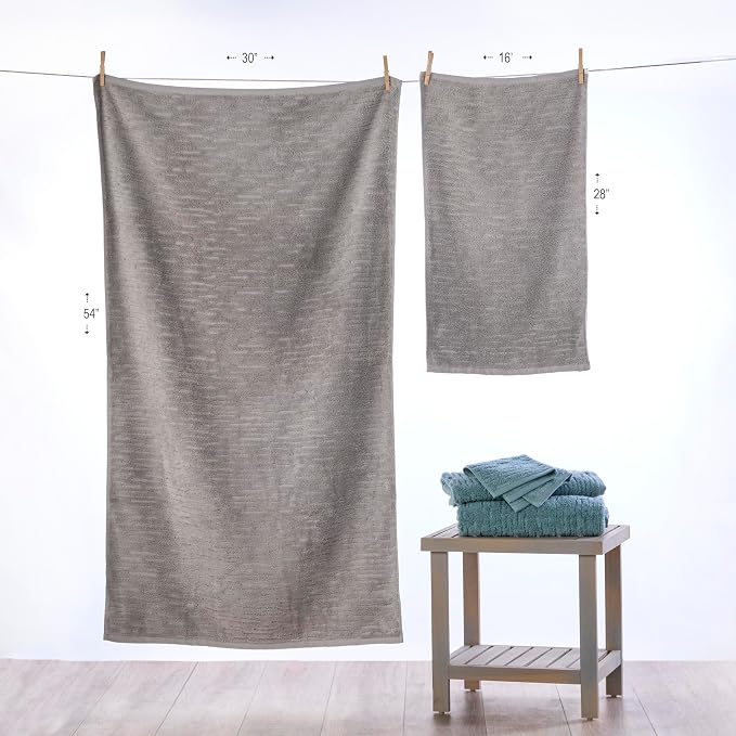 SKL Home CloudSoft Bath Towel, 100% Cotton Luxury, Gray | Premium spa-level quality. 600 GSM weight. Ultra plush & absorbent.
