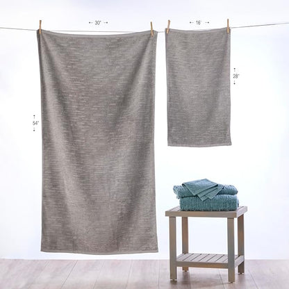 SKL Home CloudSoft Bath Towel, 100% Cotton Luxury, Gray | Premium spa-level quality. 600 GSM weight. Ultra plush & absorbent.