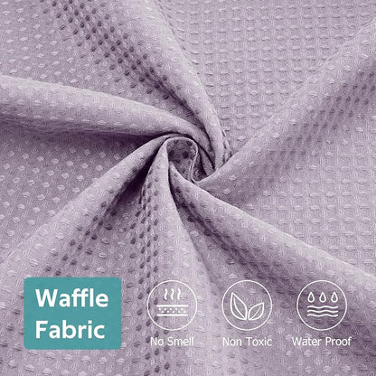 3 in 1 Shower Curtain Set, Waffle Shower Curtain and Liner Set with 12 Double Sided Shower Curtain Hooks, 258GSM Luxury Weighted Cloth Shower Curtains for Bathroom, 72 W x 72 H, Lavender