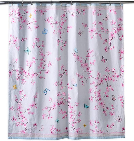 Maison d' Hermine Shower Curtain 100% Cotton One Panel 70"x72" Washable Fabric Shower Curtains for Bathroom, Easy Hanging with 12 Button Holes - Home Hotel Spa Easter Gifts(Blossoms in Spring)
