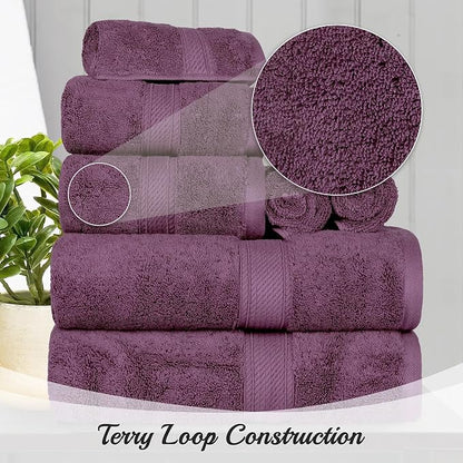SUPERIOR Egyptian Cotton Pile Heavyweight Bath Sheet, 2 Piece Set, Plum | Highly Absorbent, Ultra Soft Luxury 800 GSM Towel Set for Bathroom, Shower, Hotel Essentials Oversize Plush Madeline Towels