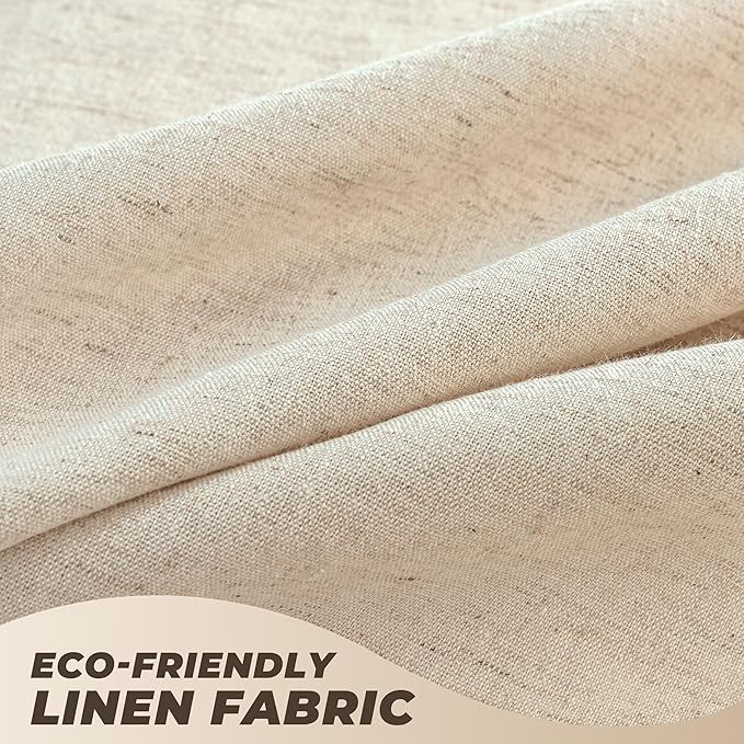 Linen Shower Curtain Boho Beige Shower Curtain with Tassels 60"W x 72"L | Thick linen-poly blend, soft textured drape, handcrafted fringe, neutral rustic farmhouse bathroom decor