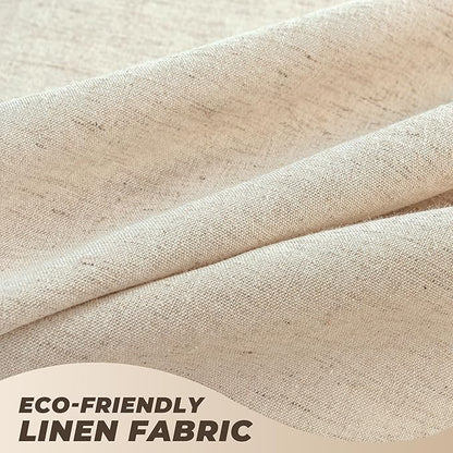 Linen Shower Curtain Boho Beige Shower Curtain with Tassels 60"W x 72"L | Thick linen-poly blend, soft textured drape, handcrafted fringe, neutral rustic farmhouse bathroom decor