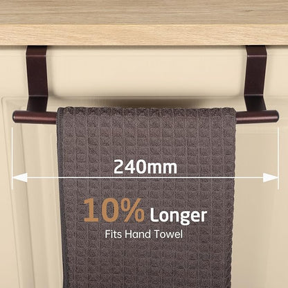 KES Over The Cabinet Towel Holder Fit 1" Thick, Kitchen Towel Holder, Brown | Anti-Wobble, Scratchproof, for Dish Hand Towels, Over The Door Towel Bar with Extended Hooks, 2 Pack, KTH500S26-OB-P2