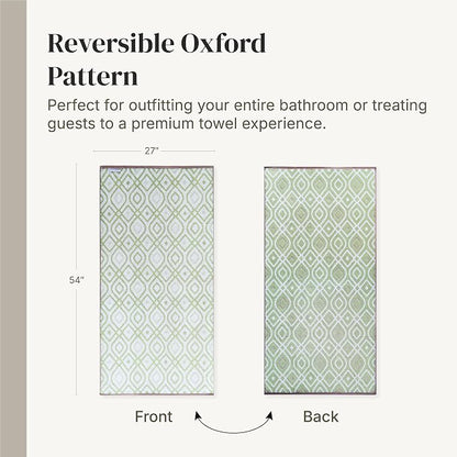 Modern Threads 6 Piece Bath Towel Set – Bathroom Set with 2 Bath Towels, 2 Hand Towels, and 2 Wash Cloths – 100% Cotton, Super Absorbent & Extra Soft – Reversible Classic Diamond (Sage Green)
