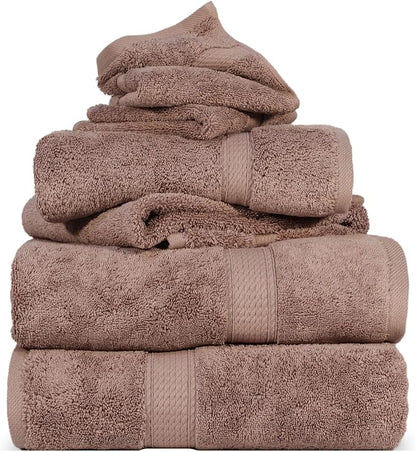 Superior Egyptian Cotton Ultra Plush & Absorbent, 6 Piece Set, Muted Mauve | Quick Dry, Soft Luxury Towel Set, Bath Essentials, Guest Bath, Spa, 2 Bath, 2 Hand, 2 Face Towels, Madeline Towels