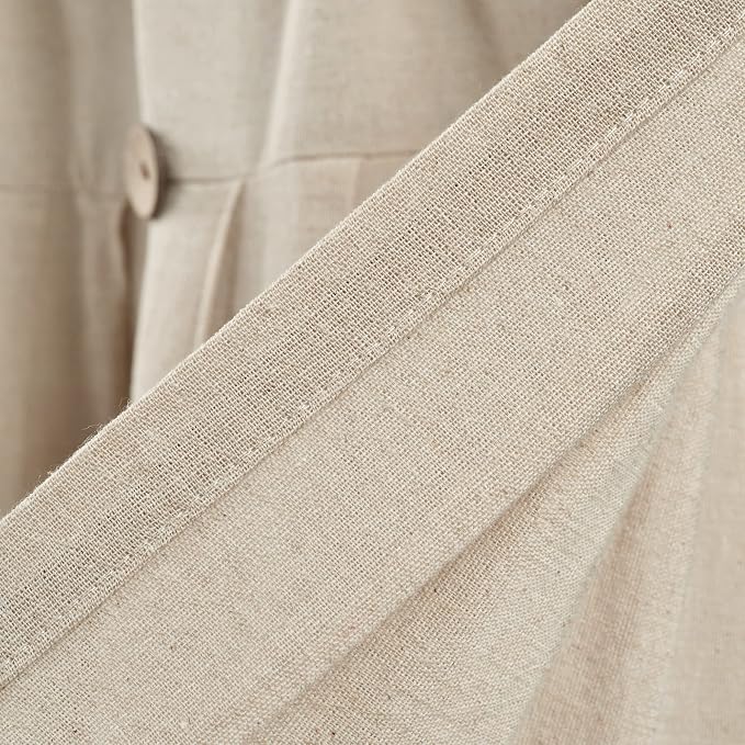 Lush Decor Linen Button Farmhouse Valance Curtians Dark Linen,Valances for Windows - Kitchen Curtains Valances - Bathroom Curtain, 52" W x 18" L (Pack of 12)