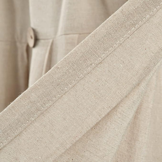 Lush Decor Linen Button Farmhouse Valance Curtians 52"W x 18"L Dark Linen - Linen Valances For Windows - Kitchen Curtains Valances - Bathroom Curtain
