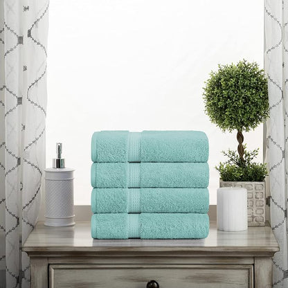 SUPERIOR Egyptian Cotton Plush & Absorbent, Hand Towel Set of 4, Turquoise | Quick Dry, Soft Luxury Towel Set, Bath Essentials for Bathroom, Guest Bath, Spa, 4 Piece Set, Madeline Towels