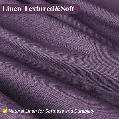 Purple Linen Shower Curtain, Country Boho Farmhouse Bath Decor Shower Curtains Neutral Cloth Weighted Textured Fabric Bath Curtain Liner with Hooks, 72x78