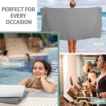MICROFI New Microfiber Waffle Bath Towels, 2 Pieces, Oversized, Soft, Absorbent, Fast Drying, Lint Free 430 GSM (30''x60''/76cm x 152cm)