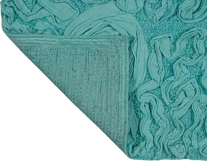 Home Weavers Bell Flower Collection 100% Cotton Tufted Bath Rugs, Extra Soft and Absorbent Bath Rugs, Non-Slip Bath Mats, Machine Washable, Bath Mats for Bathroom Floor, 20"x20" Contour, Turquoise