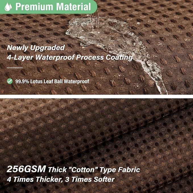 Extra Wide Waffle Shower Curtain 256 GSM Fabric 84x72 Brown | 84 Inch Wide, Thick Cloth, Weighted Hem, Water Repellent, Hotel Luxury Polyester Shower Curtain Set for Bathroom 14 Hooks