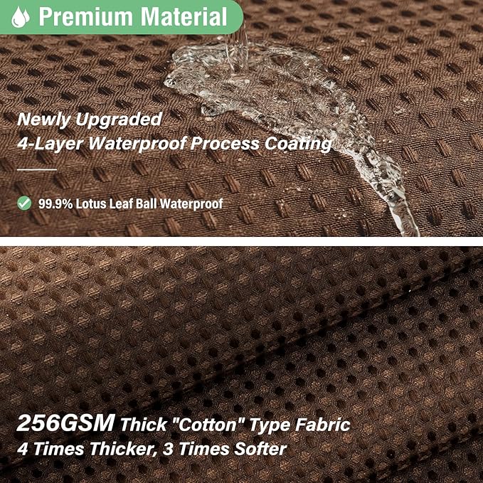 Long Waffle Shower Curtain 256 GSM Heavy Fabric 72x80 Brown | 80 Inch Long, Thick Cloth, Weighted Hem, Water Repellent, Hotel Luxury Polyester Shower Curtain Set for Bathroom 12 Hooks