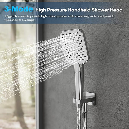 Gabrylly Shower System, Shower Faucets Sets Complete for Bathroom with High Pressure 10" Rain Shower and Handheld Shower, 2 Way Shower Valve Kit, Chrome