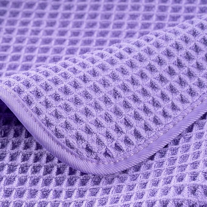 POLYTE 430 GSM Poly Blend Microfiber Quick Dry Waffle Bath Towel, 30x60 in | 4 Pack, Oversize, Lint Free, Body Towel