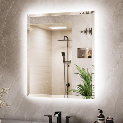 30 x 36 Backlit Mirror Bathroom, LED Vanity Mirror with Beveled Edge, Tempered Glass, 3 Colors Lights, Anti-Fog, Adjustable Brightness, Memory Function, Frameless LED Vanity Wall Mirror