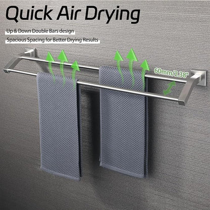 Alise Double Towel Bar,28" Towel Rack for Bathroom Wall Mount,Brush Nickel | SUS304 Stainless Steel Bathroom Towel Holder, Quick Drying Towel Hanger Towel Rod, Useable Length 26.9"
