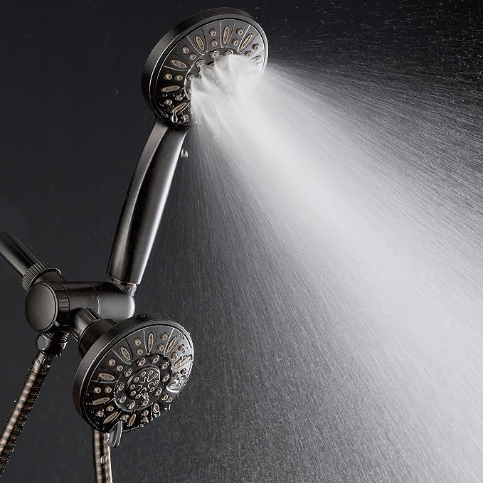 AquaDance Oil Rubbed Bronze Premium High Pressure 48 3-Way Combo for The Best of Both Worlds – Enjoy Luxurious Rain Head and 6-Setting Hand Held Shower Separately or Together | Enjoy Two 6-Setting Rain & Hand Showerheads Separately or Together for the ...