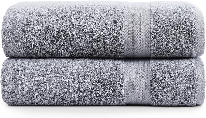 LANE LINEN Bath Sheets 100% Cotton 2 Pack Oversized Soft - Grey | Oversized Shower Sheets - Generously Sized, Oversized & Roomy, Lightweight & Breathable, Fade-Resistant Color