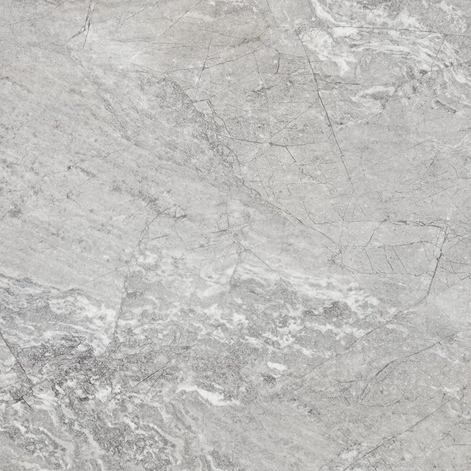 Daltile Perpetuo 12" x 12" Marble Look Porcelain Floor Tile in Polished Eternal Grey for Kitchen, Bathroom, Living Room Floors | (13 PC Per Carton) (12.22 SQFT Per Carton)