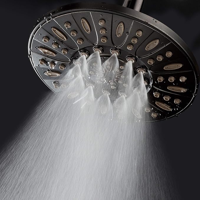 AquaDance OIL RUBBED BRONZE High Pressure 6-Setting 7" Rain Shower Head – Angle Adjustable, Anti-Clog Showerhead Jets, Tool-Free Installation - USA Standard Certified - U.S. Brand | Angle Adjustable with Extra-wide Flow Coverage & High Precision Anti-c...