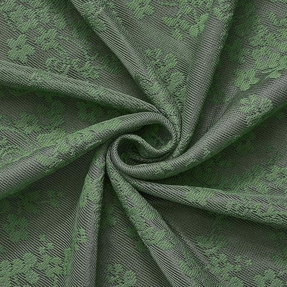 TUDECO Green Stall Shower Curtain with Attached Valance, 36'' x 72'' | Emerald Green, Narrow Compact Bathroom, Semi-Sheer, Elegant Floral, Scalloped Edges,Reinforced Holes, Machine Washable