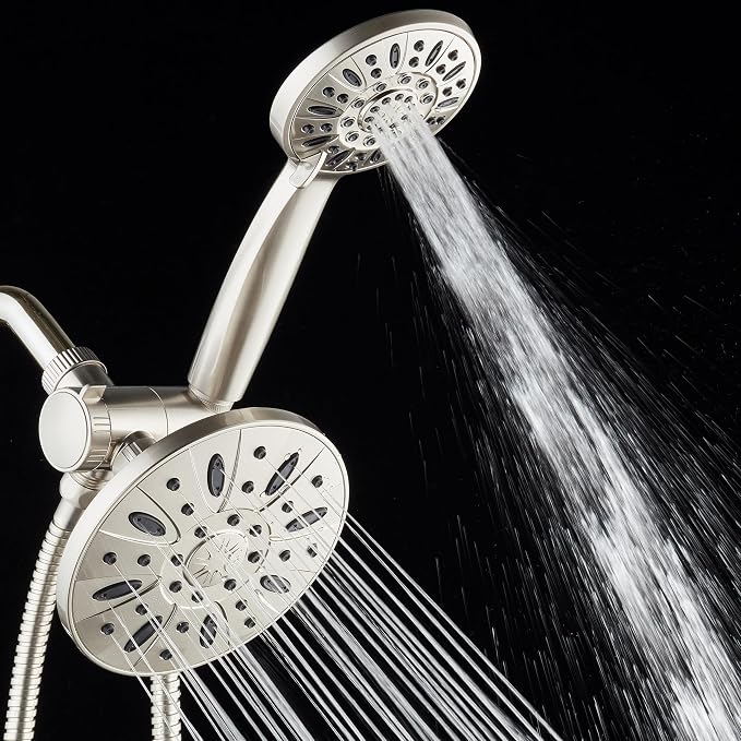 AquaDance 6" Premium High Pressure 3-way Rain & Handheld Shower Head Combo | Enjoy Luxury 6-inch Showerhead & 6-mode Hand Shower Separately or Together! Premium Stainless Steel Hose - Nickel