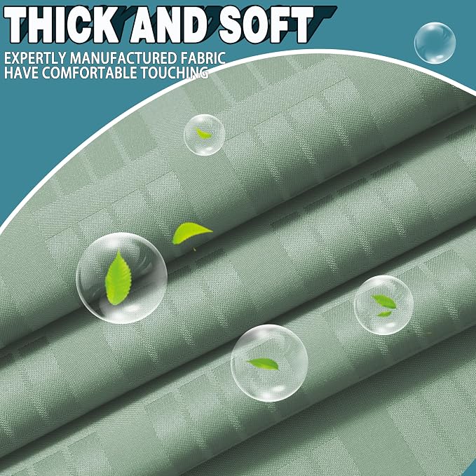 Conbo Mio Extra Long No Hook Sage Green Shower Curtain with Snap in Liner Set, Hotel Luxury Shower Curtains for Bathroom with See Through Top Window, Waterproof, Washable 71W x 84H