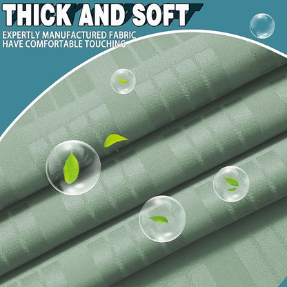 Conbo Mio Extra Long No Hook Sage Green Shower Curtain with Snap in Liner Set, Hotel Luxury Shower Curtains for Bathroom with See Through Top Window, Waterproof, Washable 71W x 84H