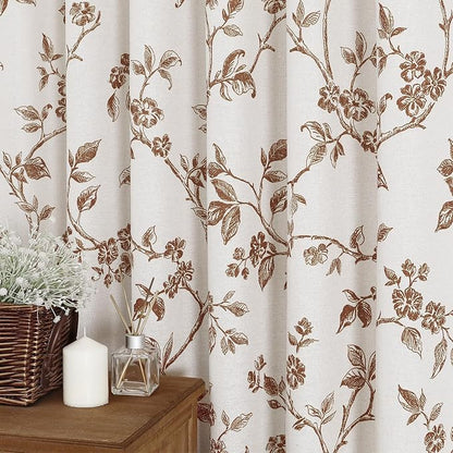 MitoVilla Long Cotton Floral Shower Curtain for Bathroom,72 x 78 | Long Cottagecore Spring Shower Curtains for Bathroom, Modern Farmhouse Country Plant Leaves Bathroom Décor, 72 x 78