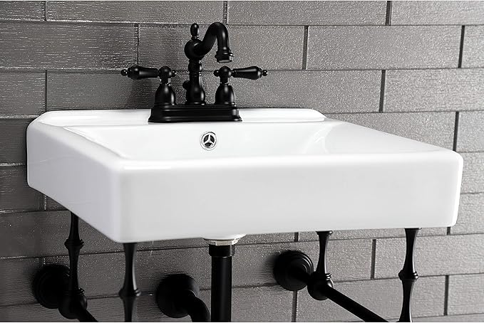 Kingston Brass KB1600AL Heritage 4-Inch Centerset Lavatory Faucet with Retail Pop-Up, 4-3/4", Matte Black