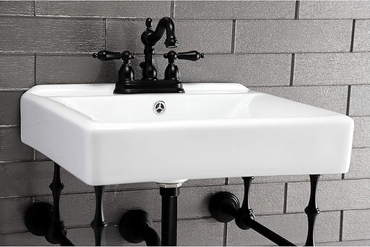 Kingston Brass KB1600AL Heritage 4-Inch Centerset Lavatory Faucet with Retail Pop-Up, 4-3/4", Matte Black
