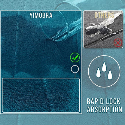 Yimobra Memory Foam Bath Mat, Super Soft Absorbent Bathroom Rug Non Slip, Quick Dry, Machine Washable Floor Carpet for Tub Shower, Home Decor Accessories, 24x17, Peacock Blue