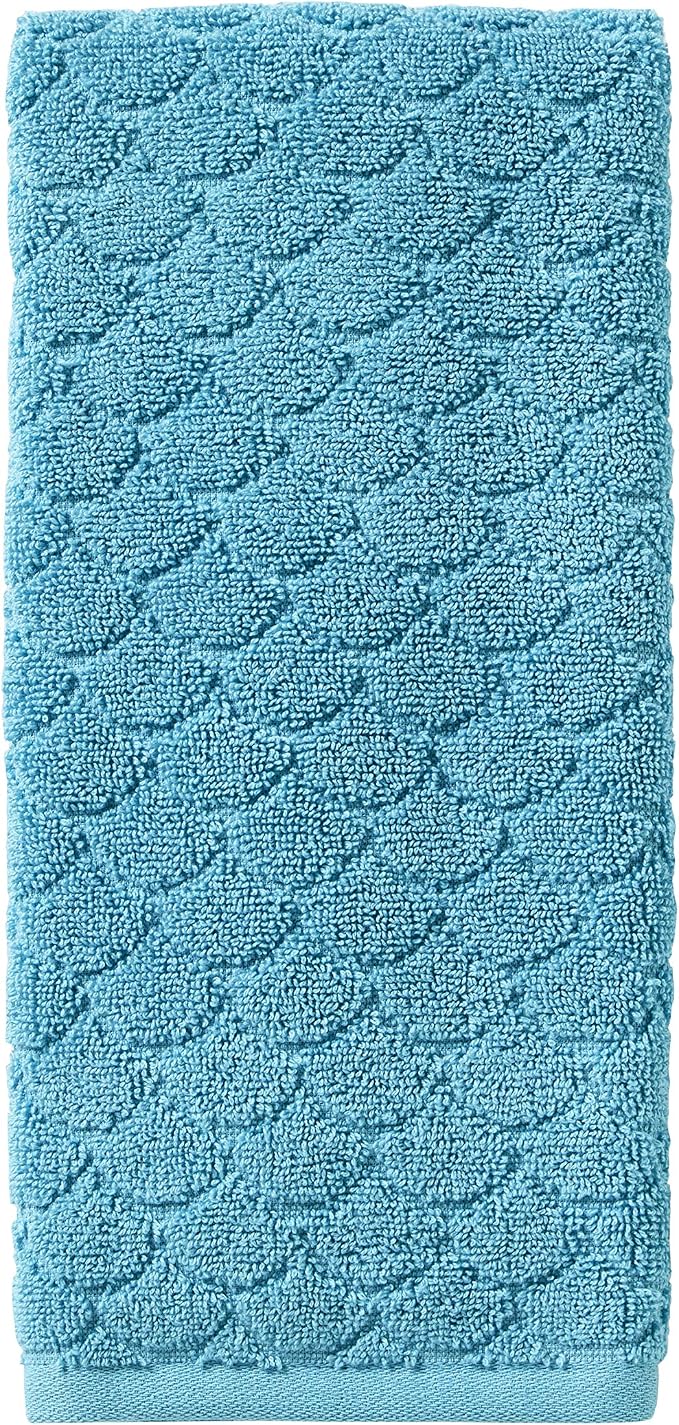 SKL Home Ocean Watercolor Scales Hand Towel Set-2pc, 100% Cotton, Blue | Plush & absorbent, textured jacquard. For use in the bathroom, kitchen or bar. Great for Airbnb, beach homes & coastal décor.