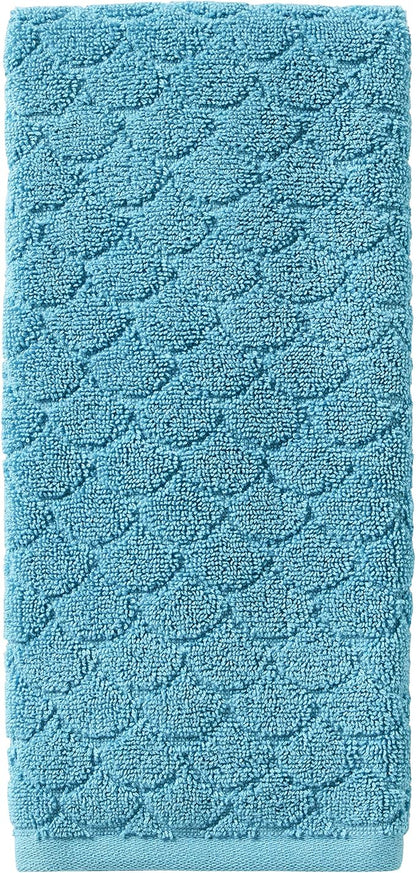 SKL Home Ocean Watercolor Scales Hand Towel Set-2pc, 100% Cotton, Blue | Plush & absorbent, textured jacquard. For use in the bathroom, kitchen or bar. Great for Airbnb, beach homes & coastal décor.