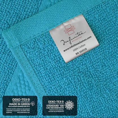 Infinitee Xclusives 100% Cotton Luxury Wash Cloths for Showering - 4 Pack | Washcloths [13x13] - Soft and Absorbent Face Towels for Bathroom Wash Clothes - Gym, Spa & Hotel Use