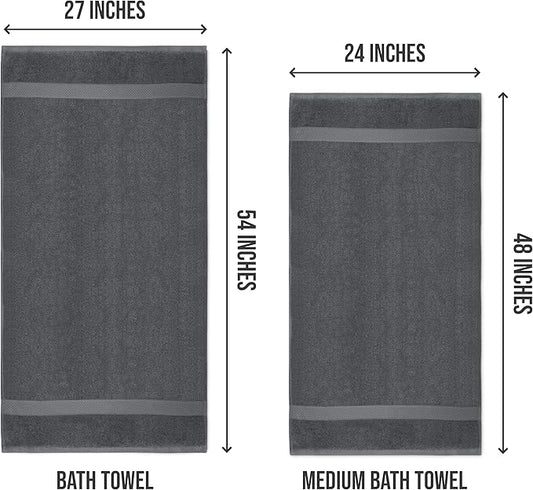 Utopia Towels 6 Pack Bath Towel Set (27 x 54 Inches), 500 GSM 100% Ring Spun Cotton Medium Lightweight and Highly Absorbent Quick Drying, Premium Towels for Hotel, Spa and Bathroom (Grey)