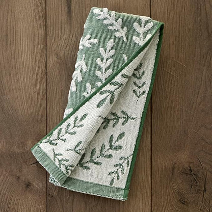 SKL Home Leaf Sprig Hand Towel Set-2pc, 100% Cotton, Reversible, Spruce | Soft & absorbent jacquard. For use in the bathroom, kitchen, or bar & makes a great gift.