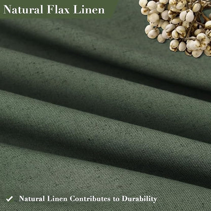 Extra Long Linen Shower Curtain for Bathroom 90 Inch Olive Green | Weighted Tall Bath Curtains with Hooks, Water Repellent, Neutral Boho Farmhouse, Simple Luxury Shower Decor, 1 Panel, 72x90